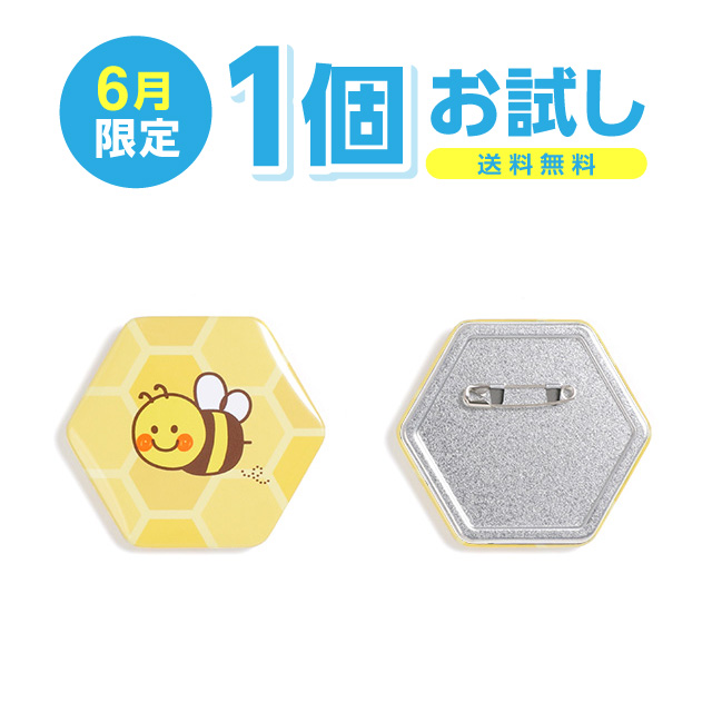 六角形の缶バッジ　1個お試し