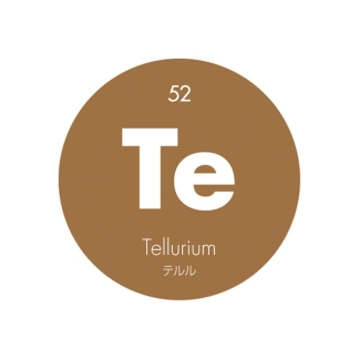 元素記号缶バッジ52【Te テルル】